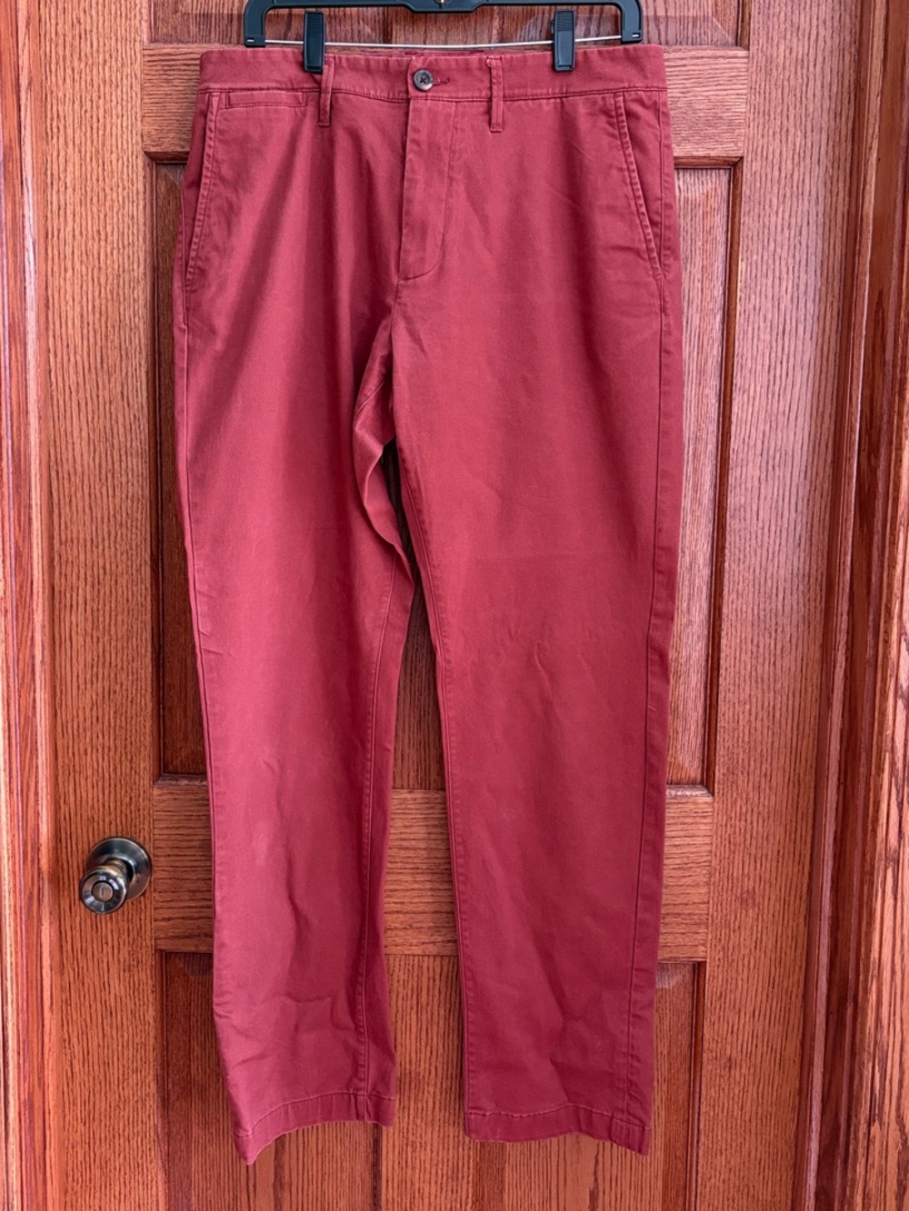 Men's Rust Red Straight Chino Pants